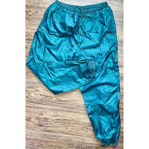 First Run Other - VTG First Run Teal Nylon Track Pants Mens L Windbreaker w/Inner Lining Defect